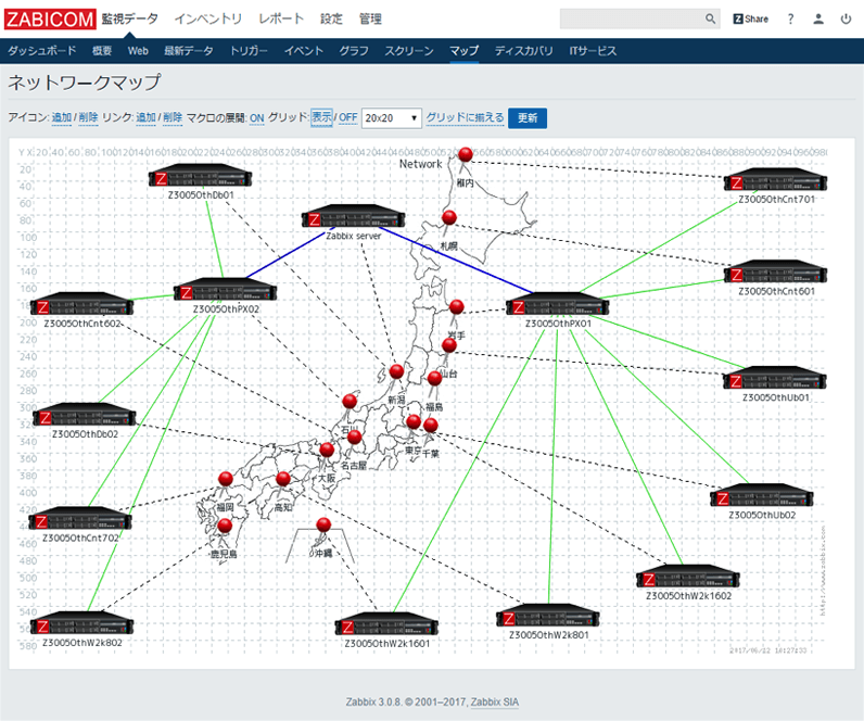 ZABICOM監視画面(ダイナミックMAP)